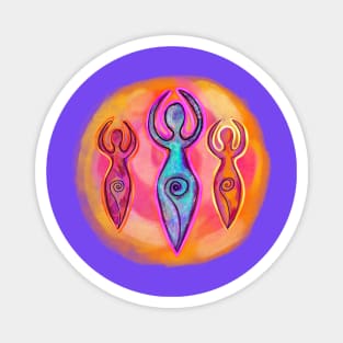 Triple Goddesses Abstract Female Icons Magnet